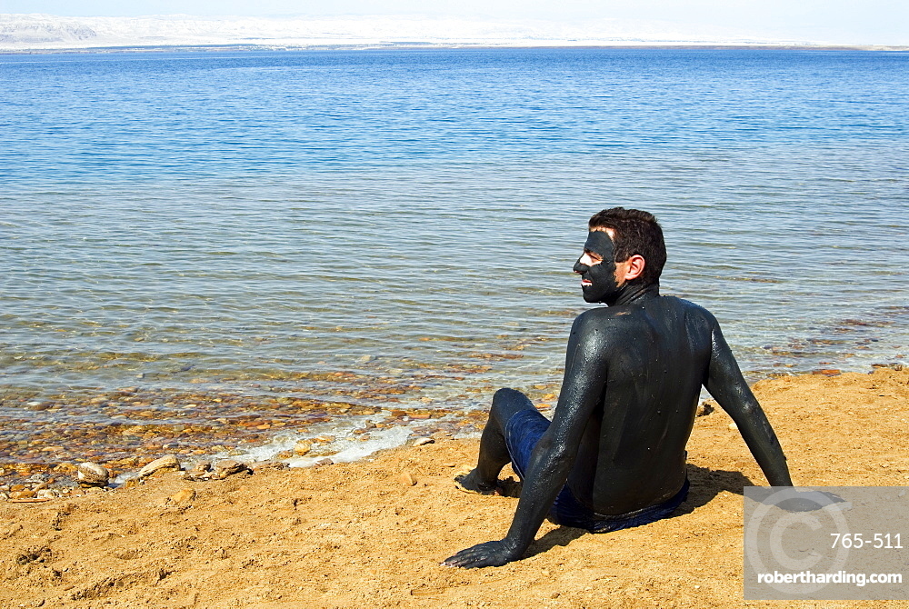 Mud bath, Dead Sea, Jordan, Middle East